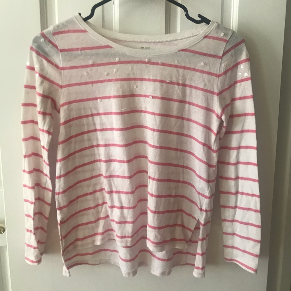 white and pink STRIPED ABERCROMBIE SHIRT